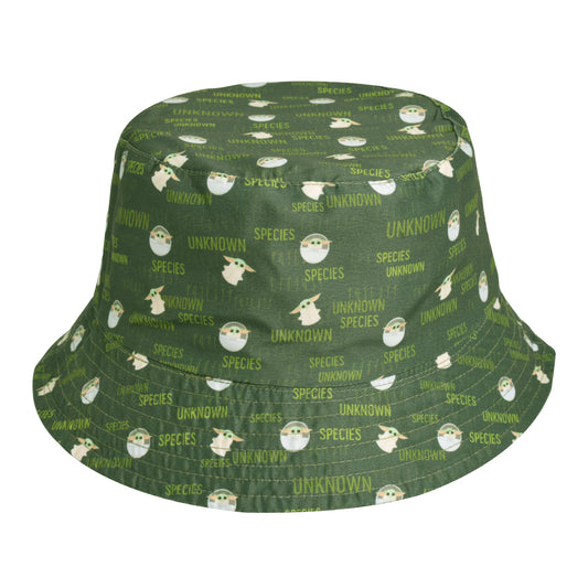 Reversed side of Grogu bucket hat showing green egg motif pattern