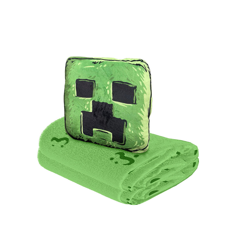 A Minecraft Movie Creeper Pillow Pouch Blanket