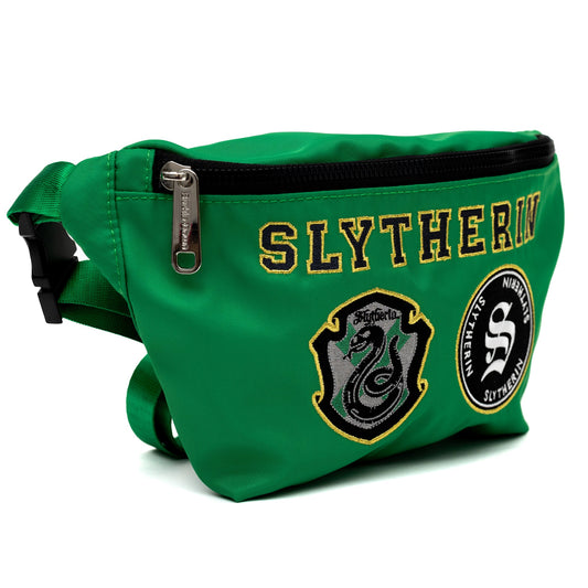 Side profile of the Slytherin canvas bag showing its 5-inch depth.