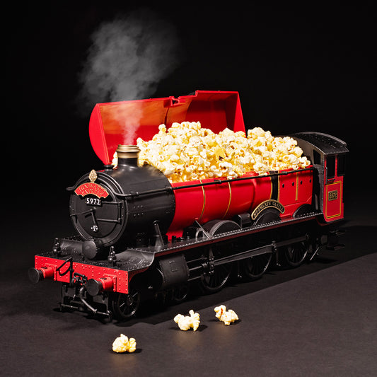 Detailed scarlet steam engine train popcorn container