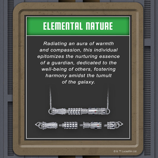 Close-up of Star Wars RockLove Elemental Nature Lightsaber hilt components, unassembled
