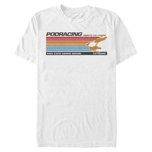 Star Wars 25th Anniversary The Phantom Menace Retro Line Podrace T-shirt White