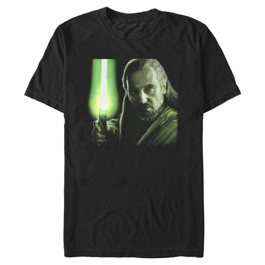 Star Wars 25th Anniversary The Phantom Menace Jedi Master Jinn T-shirt Black