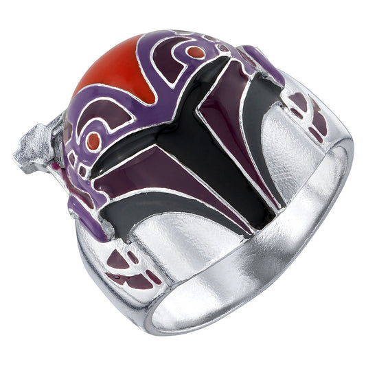 Side profile of Sabine Wren Mandalorian Helmet Ring showing enamel details.