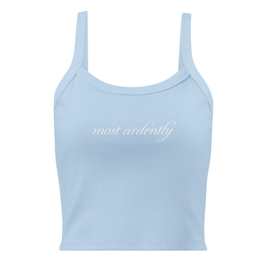 Pride & Prejudice Pride and Prejudice Most Ardently Women's Ribbed Tank Top Women's Micro-Rib Tank Top Solid Baby Blue Blend