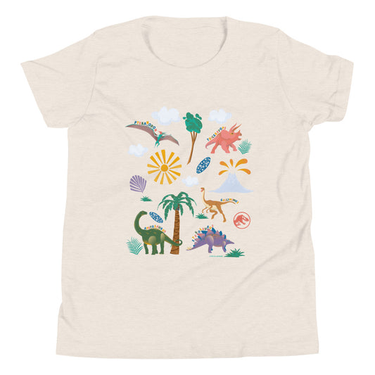 Jurassic Park Dinosaurs Youth Unisex T-Shirt Heather Dust