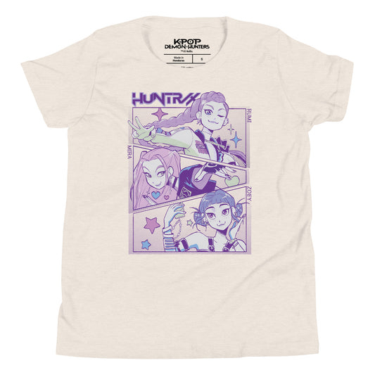 Kpop demon hunters huntr/x youth t-shirt - heather dust