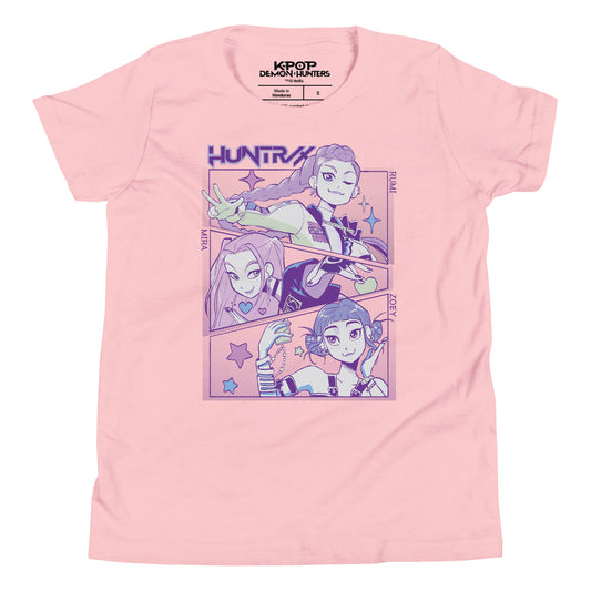 Kpop demon hunters huntr/x youth t-shirt - pink