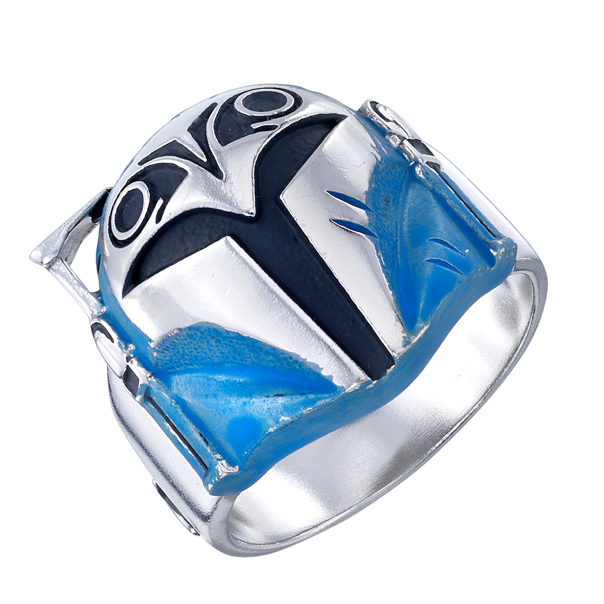 Side profile showing the NITE OWLS text on the sterling silver ring band