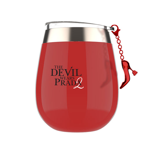 The devil wears prada 2 stainless steel wine tumbler with charm - red