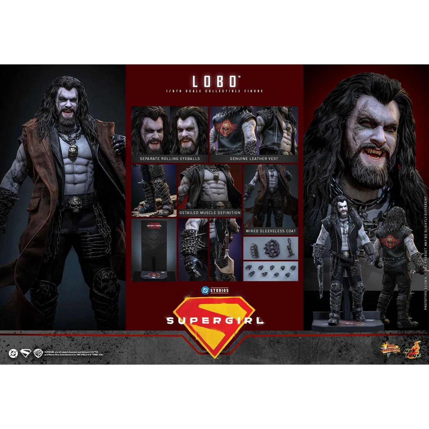 Close up of Lobo character head sculpt details