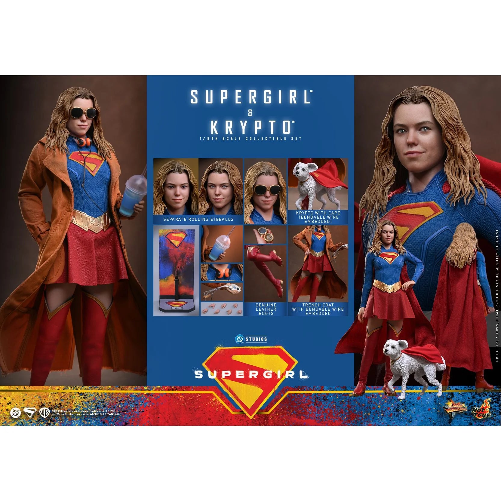 Close-up of the 2026 Supergirl movie-accurate head sculpt with lifelike expression.