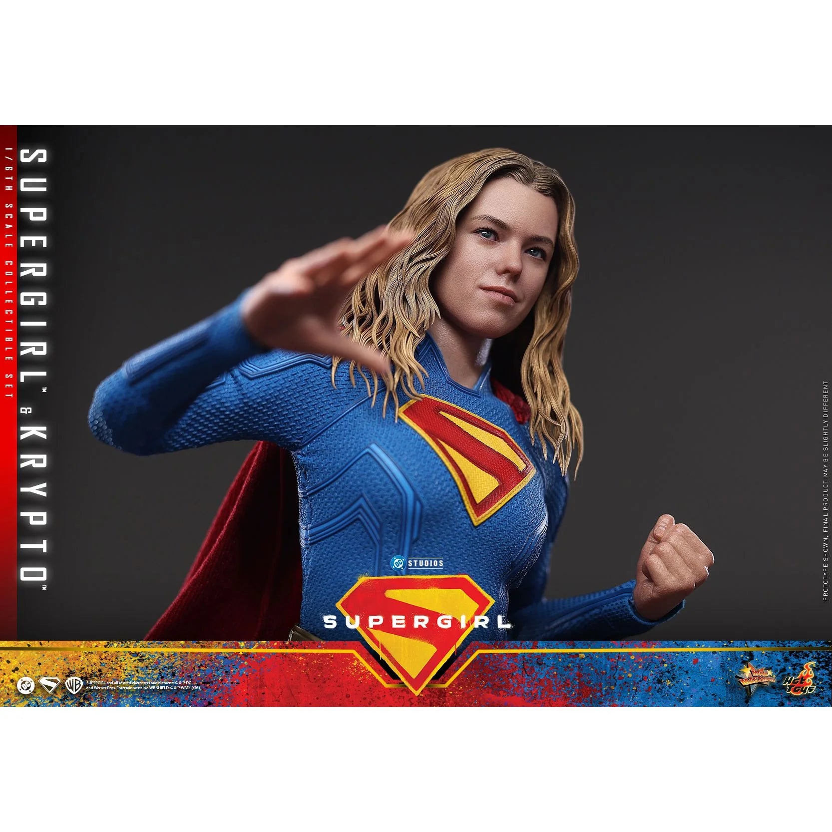 Detailed figure of Krypto the Superdog as featured in the 2026 Supergirl film.