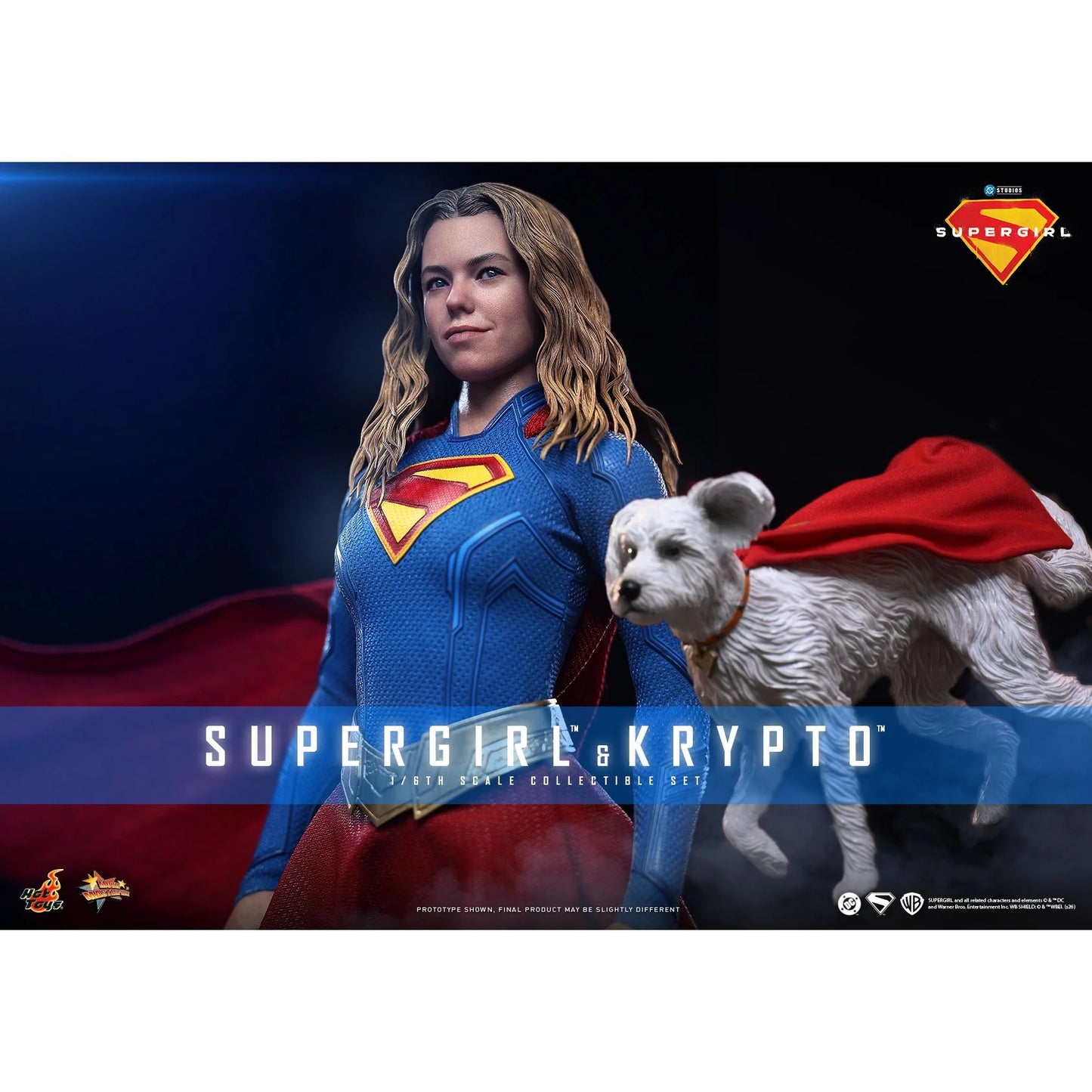 Close-up view of the intricate suit textures and metallic red boots of the Supergirl figure.