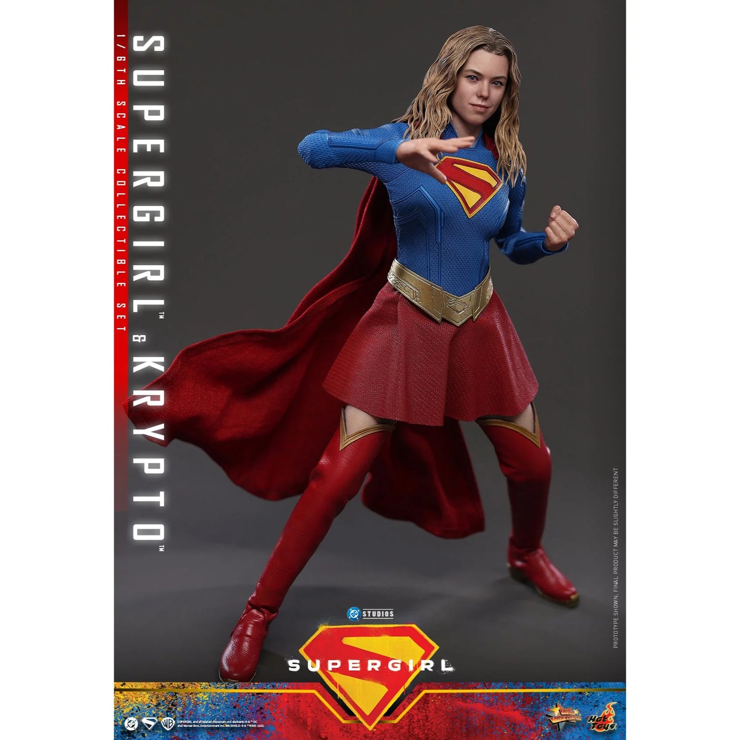 Full-length shot showing the scale and proportions of the Hot Toys Supergirl action figure.