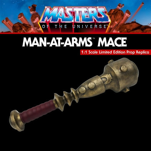 Detail shot of the oxblood red genuine leather-wrapped handle on the mace.
