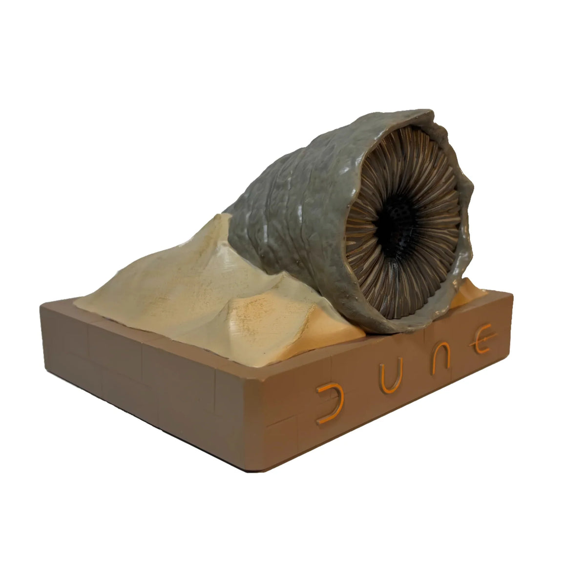 Angle view showcasing the sandworm winding upward in a dynamic cinematic pose