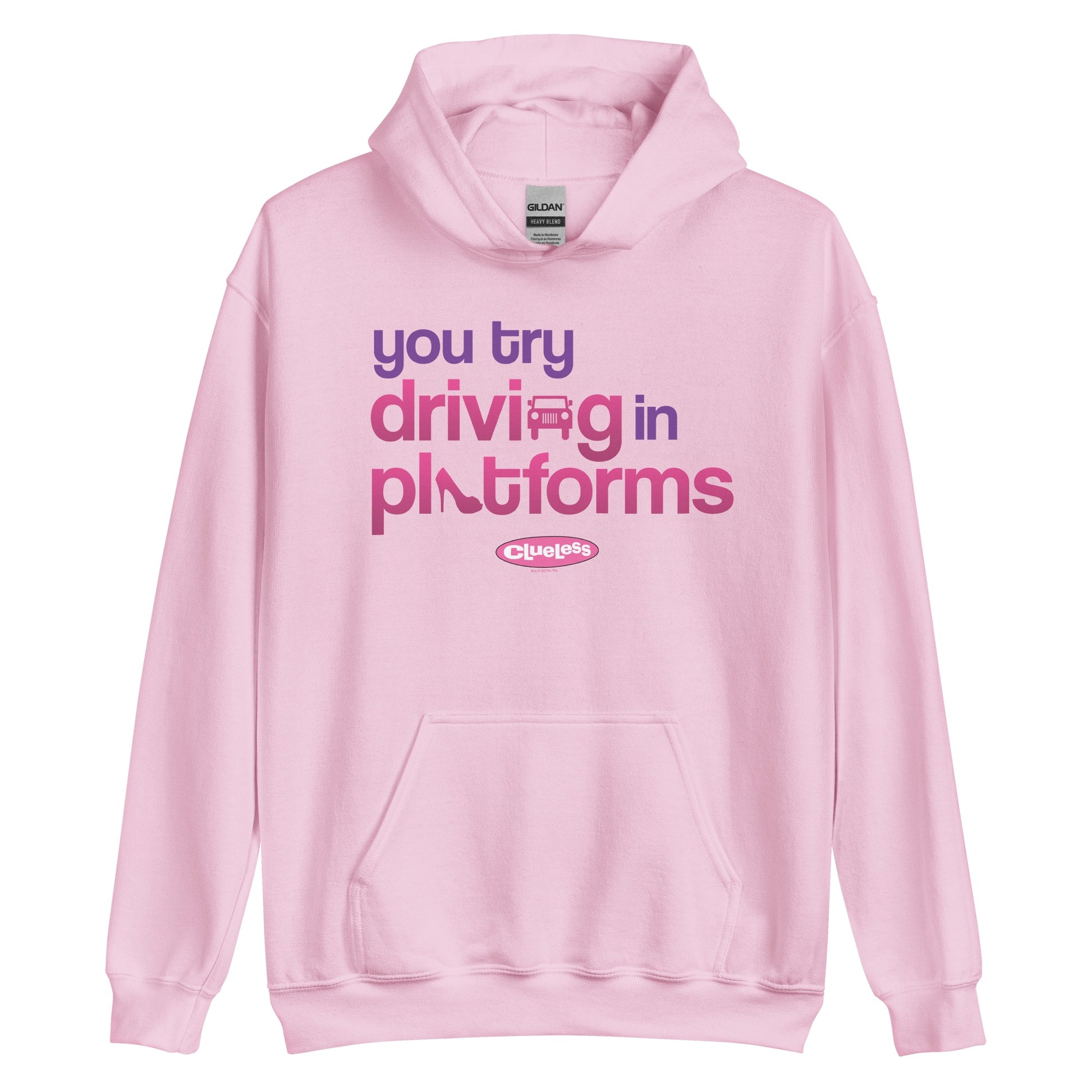 Clueless Driving In Platforms Hooded Sweatshirt Light Pink