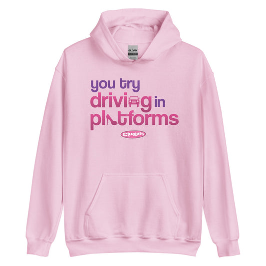 Clueless driving in platforms hoodie - light pink
