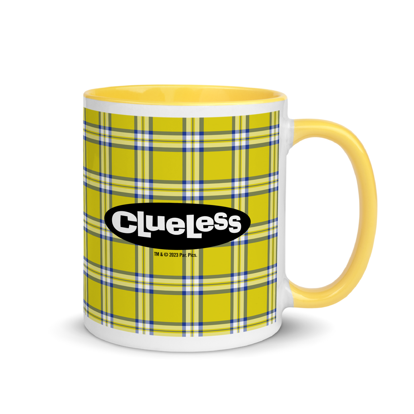 Clueless Yellow Plaid Two-Tone Mug