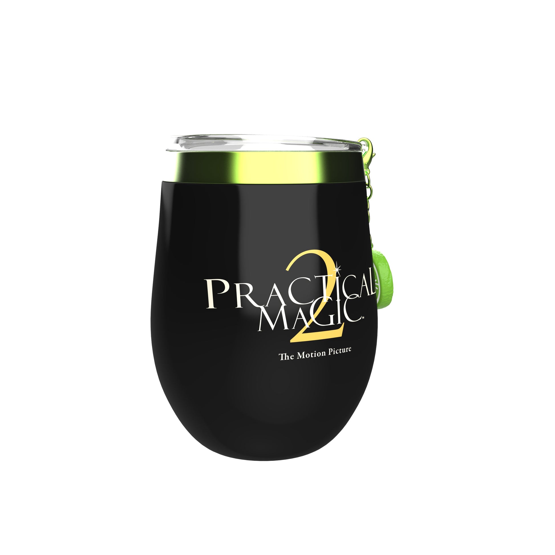 Detailed view of the collector charm attached to the Practical Magic 2 tumbler