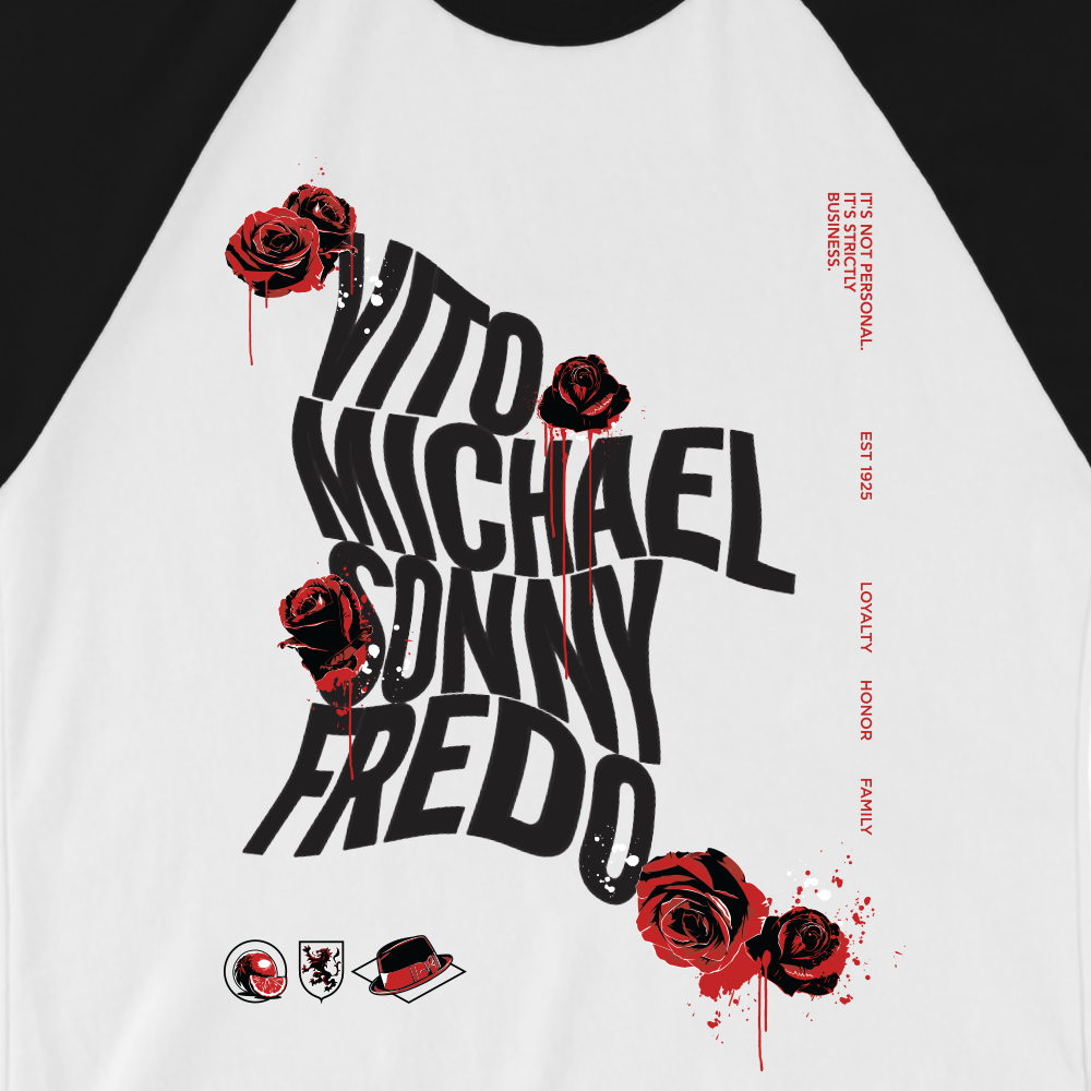 The Godfather Names 3/4 Sleeve Raglan Shirt