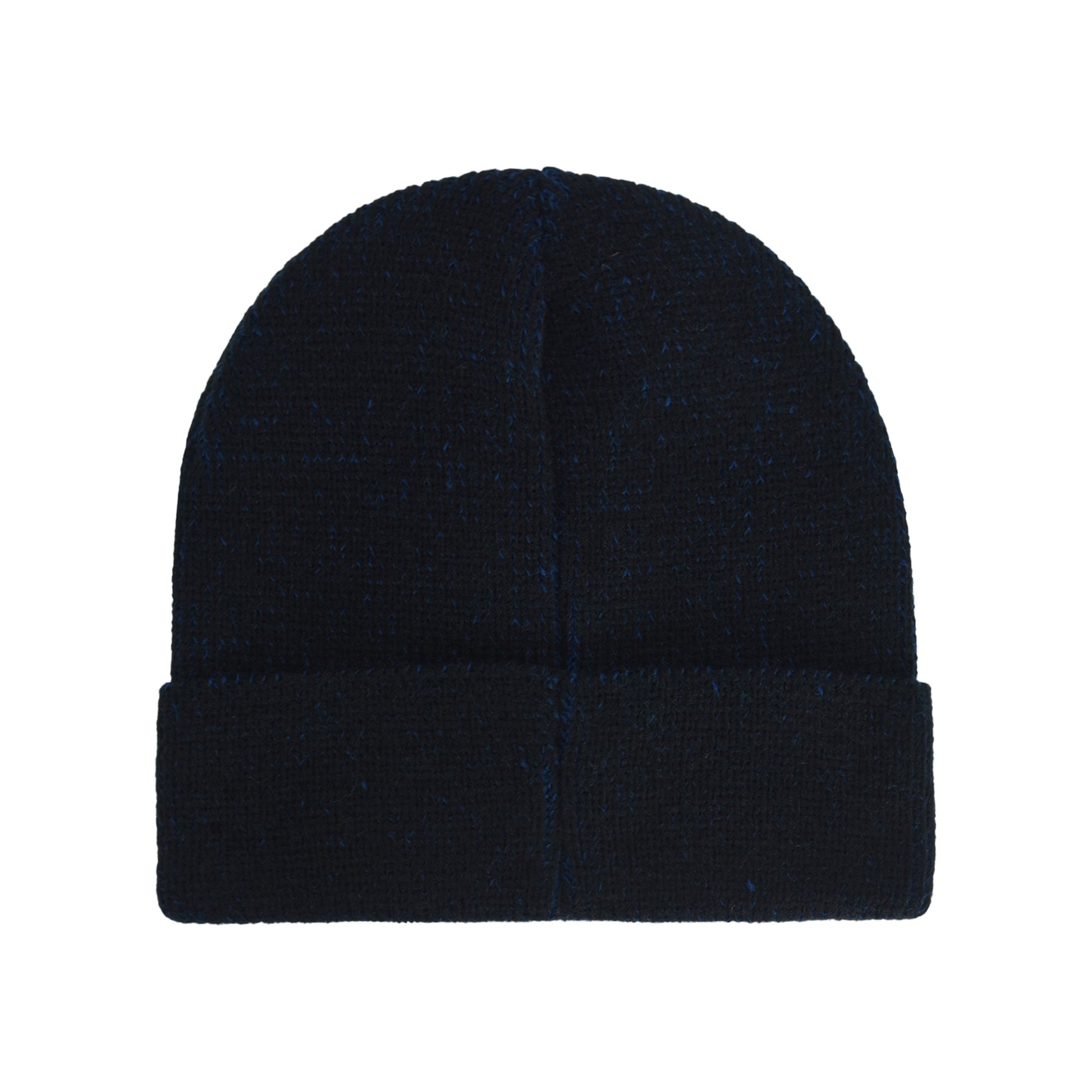 Front view of Spider-Man knit beanie showing red logo embroidery