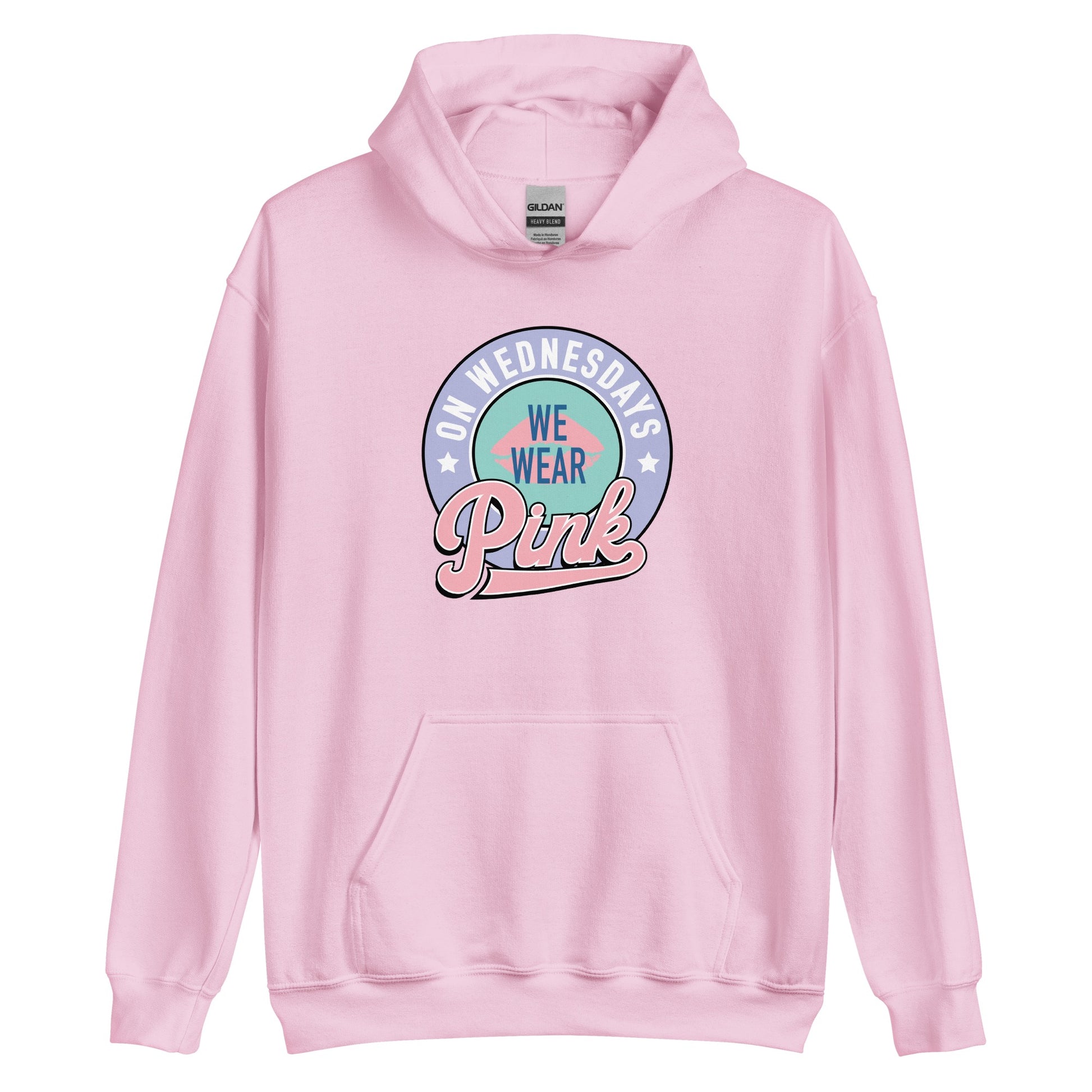 Mean Girls On Wednesdays We Wear Pink Hooded Sweatshirt Light Pink