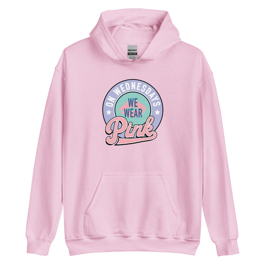 Mean Girls On Wednesdays We Wear Pink Hooded Sweatshirt Light Pink