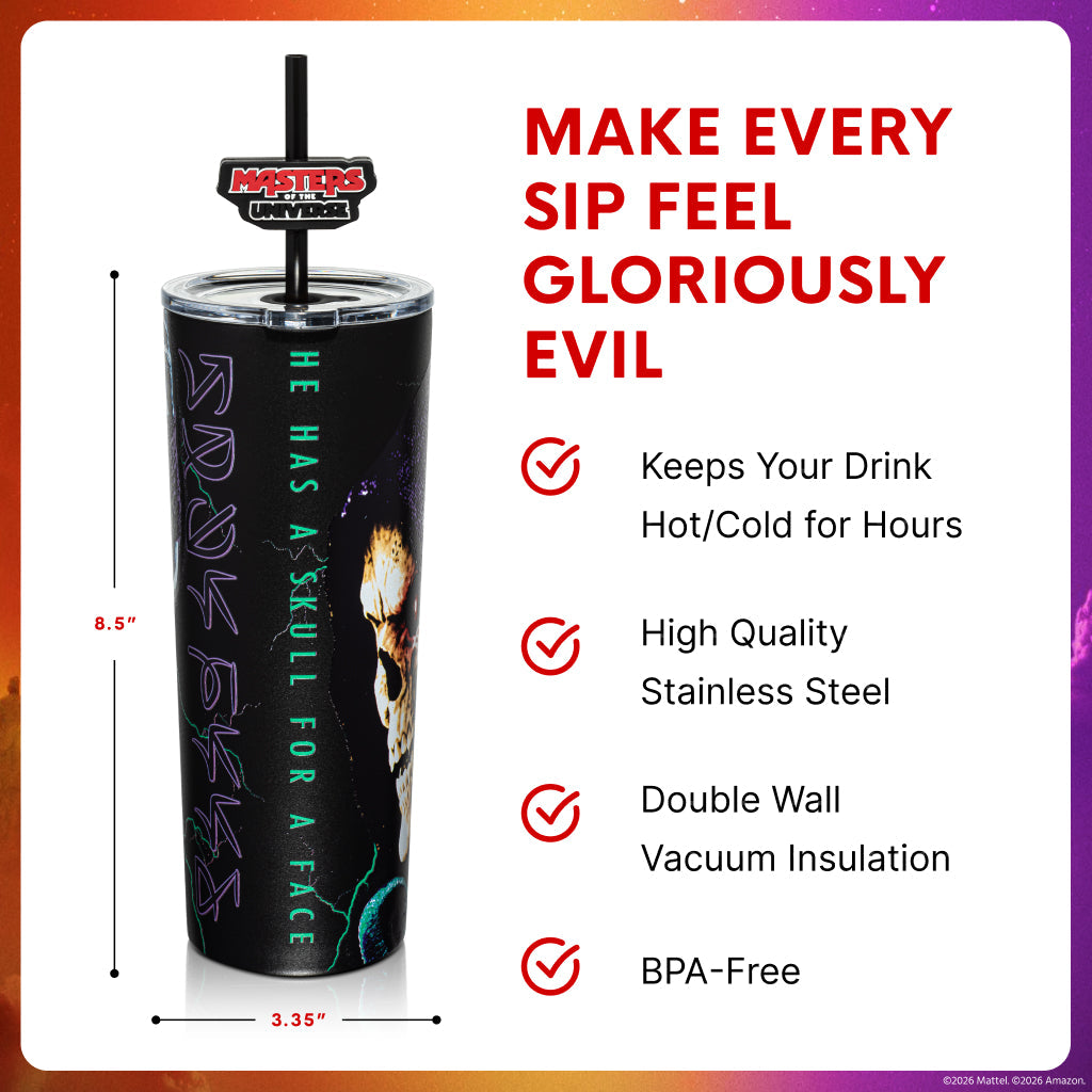 Masters of the Universe Skeletor insulated water bottle packaging