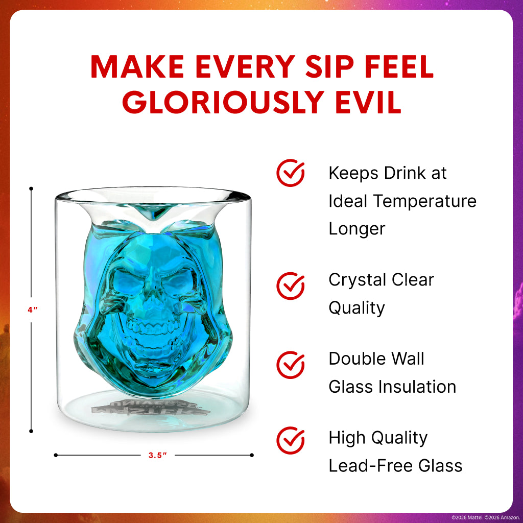 Insulated Skeletor movie glasses for hot and cold drinks