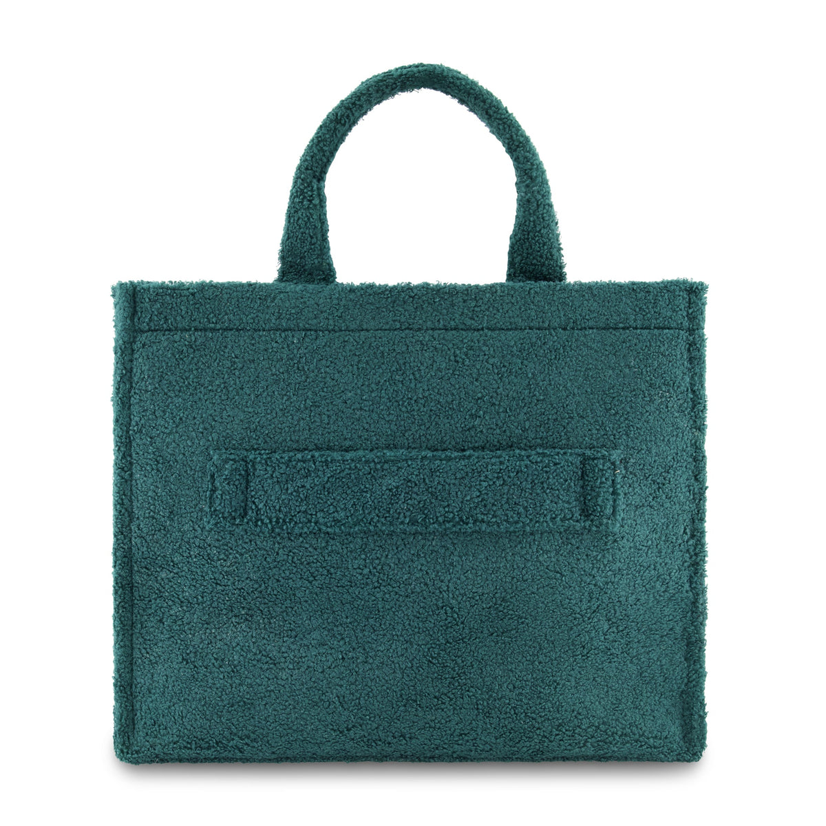 Slytherin Sherpa Tote with adjustable shoulder strap and handle drop detail