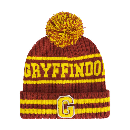Harry Potter Gryffindor Collegiate Pom Cuff Beanie in red and yellow house colors.