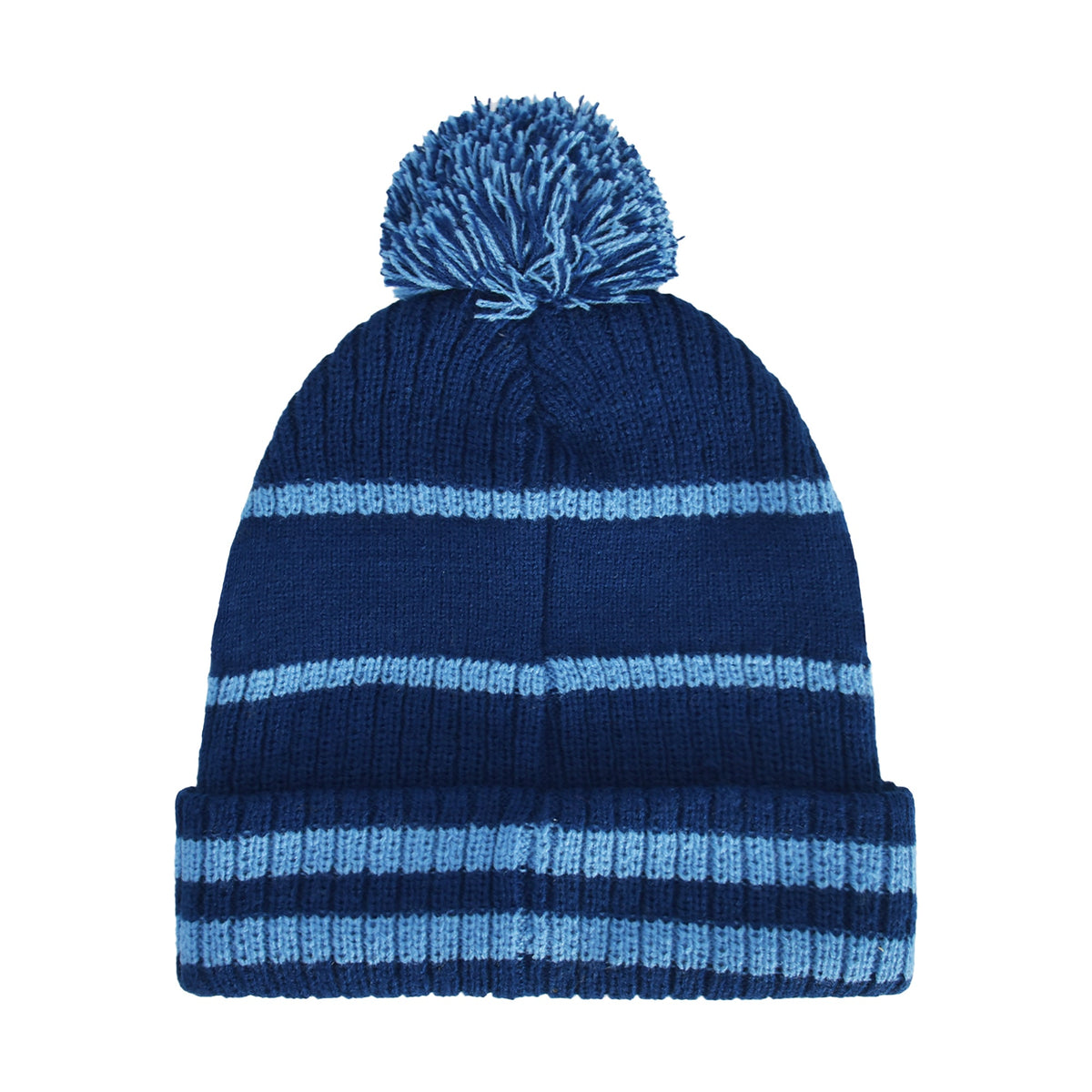 Close-up of Ravenclaw lettering on collegiate knit hat