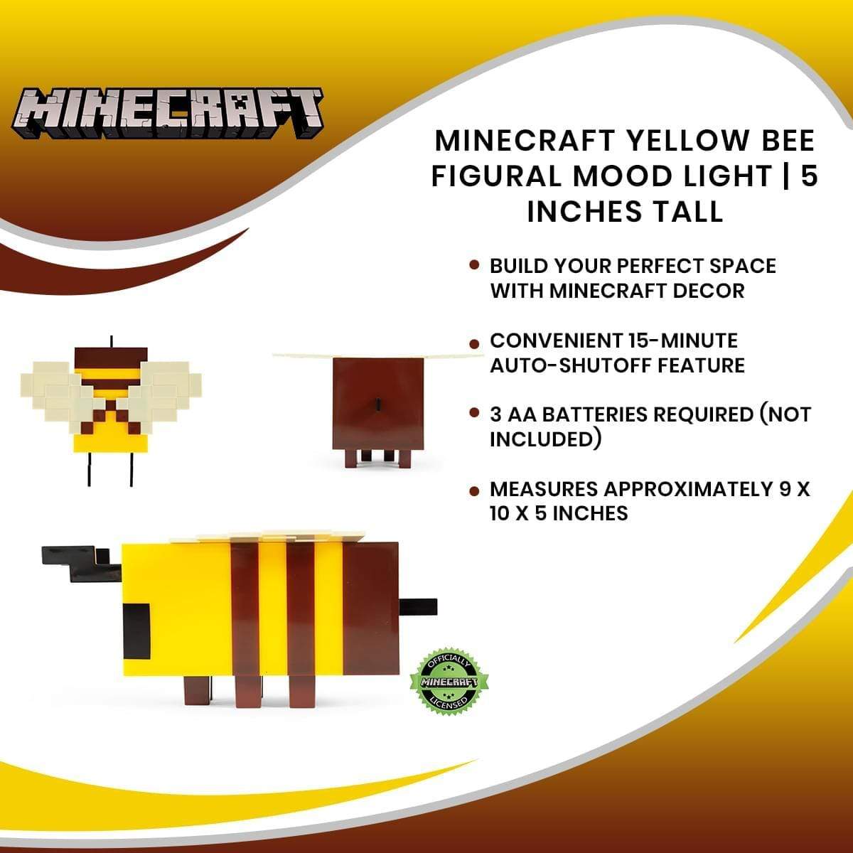 A Minecraft Movie Bee 5 Inch Figural Mood Light