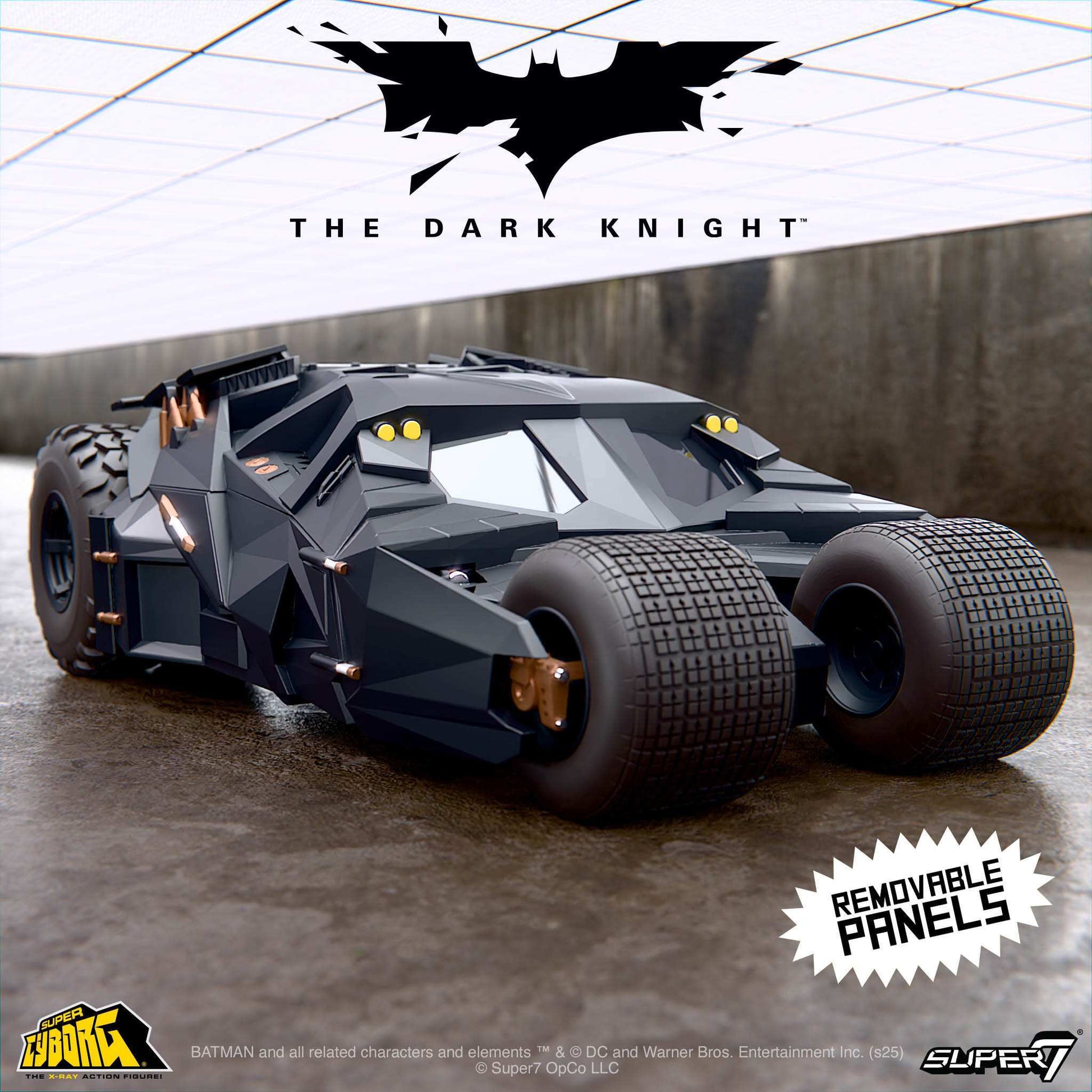 Detailed cockpit and jet engine of Batman Begins Batmobile Tumbler toy