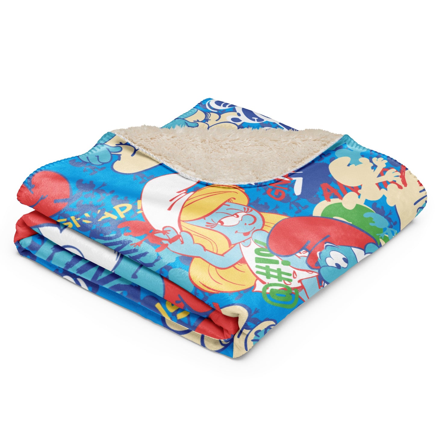 The Smurfs Collage Sherpa Blanket