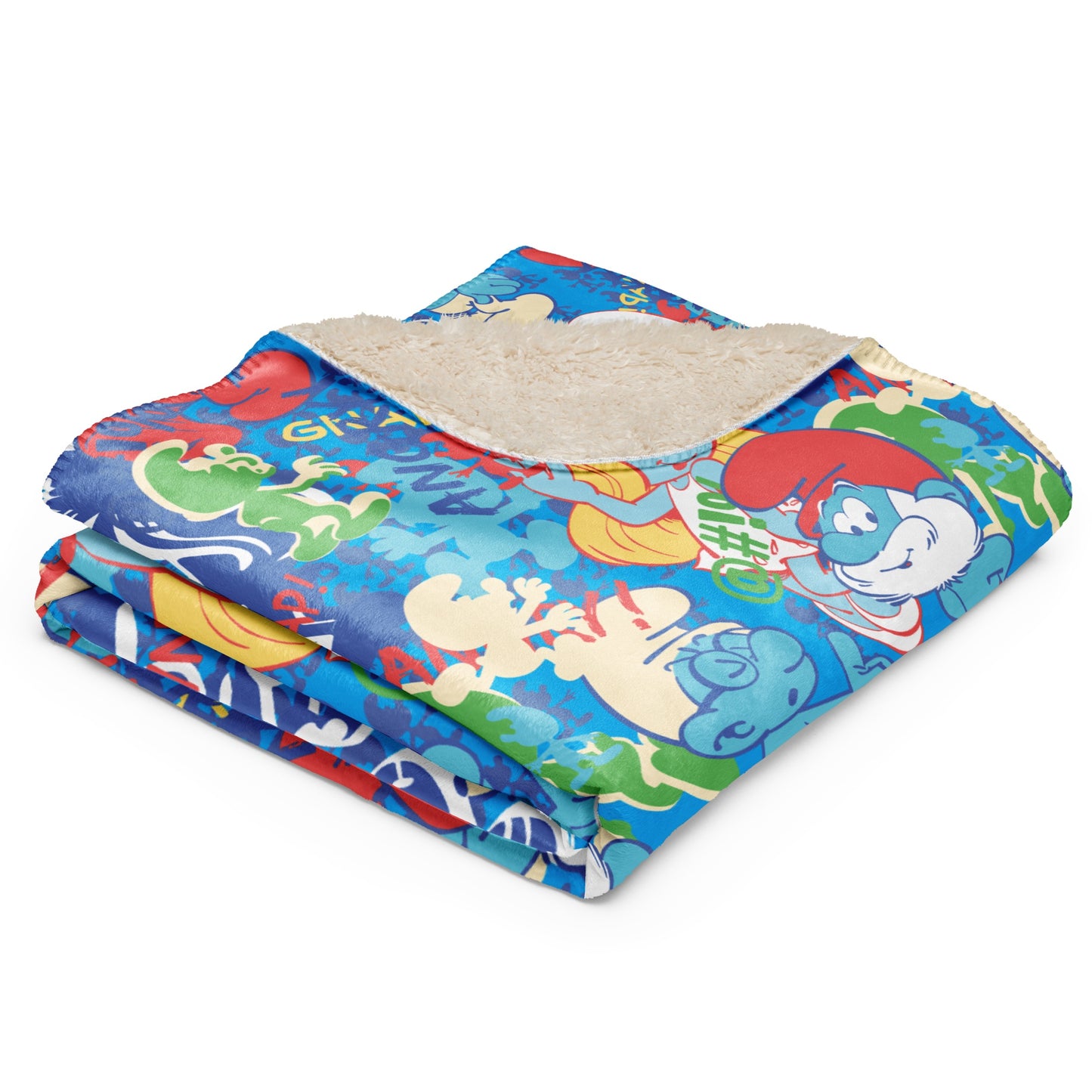 The Smurfs Collage Sherpa Blanket