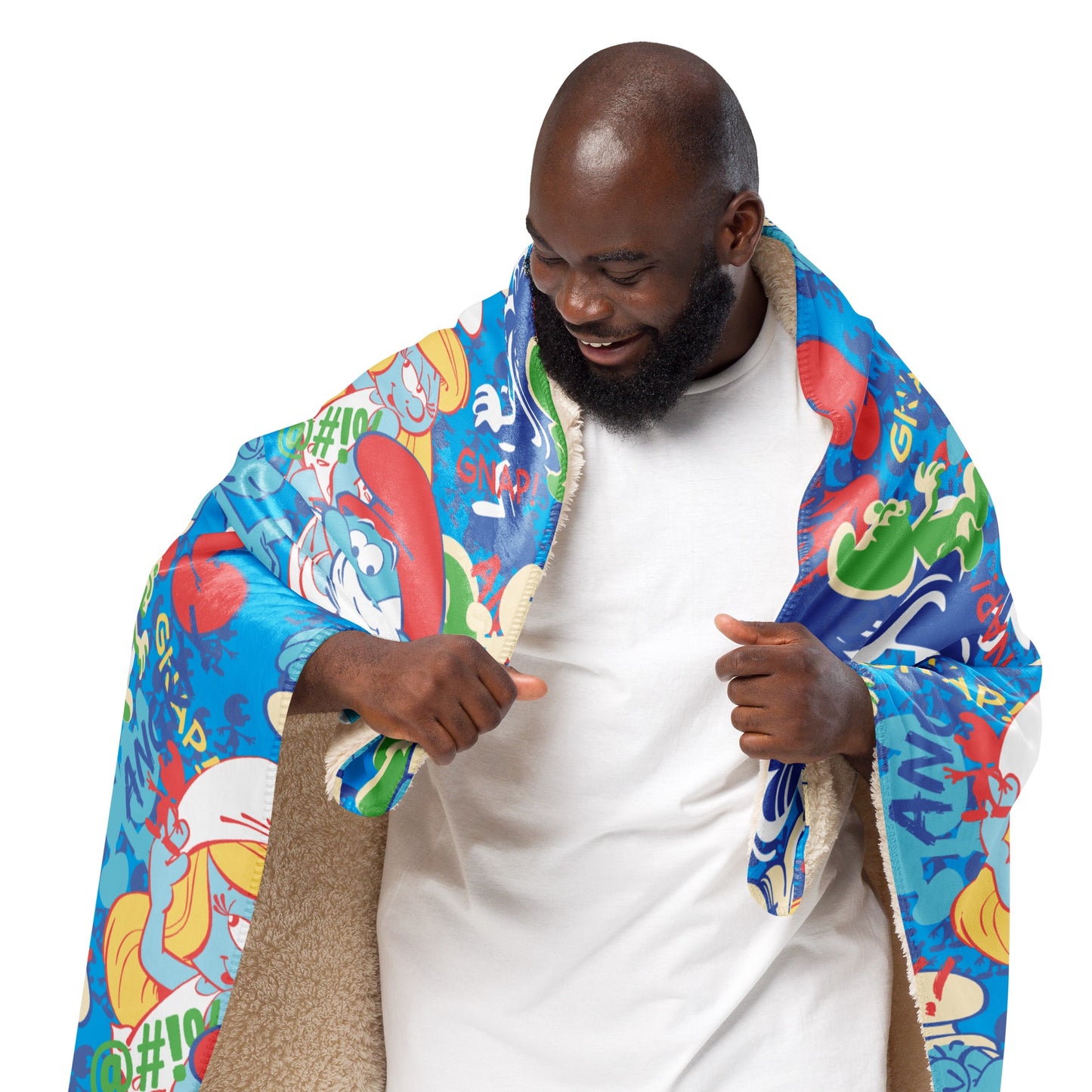 The Smurfs Collage Sherpa Blanket