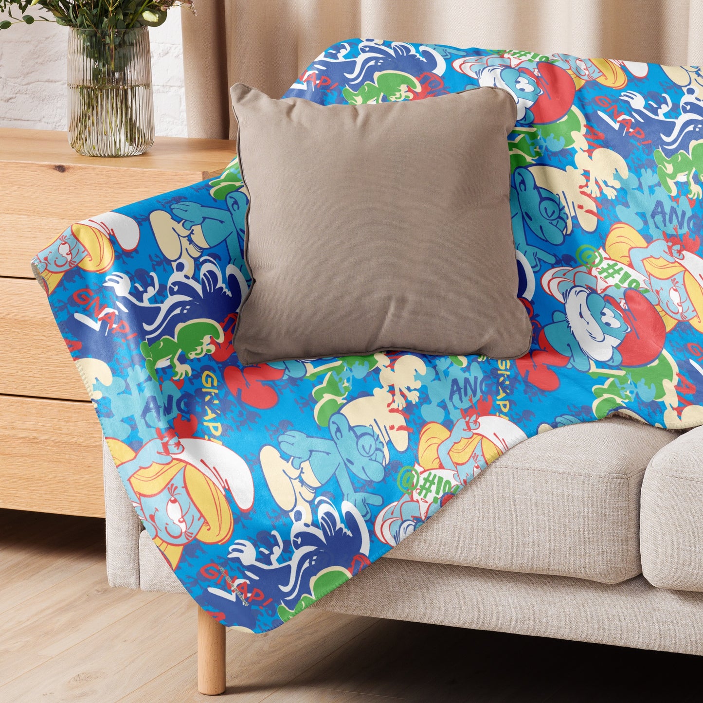 The Smurfs Collage Sherpa Blanket