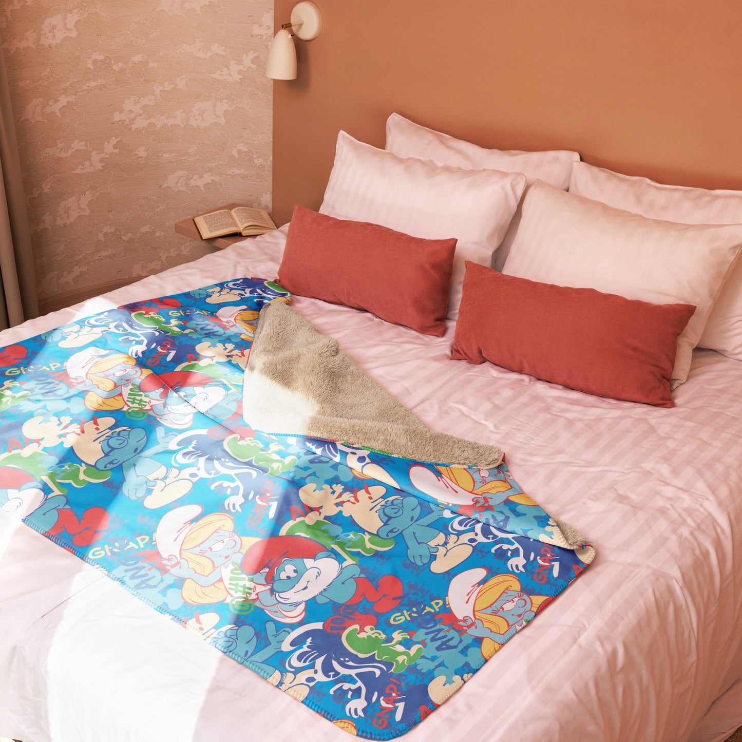 The Smurfs Collage Sherpa Blanket