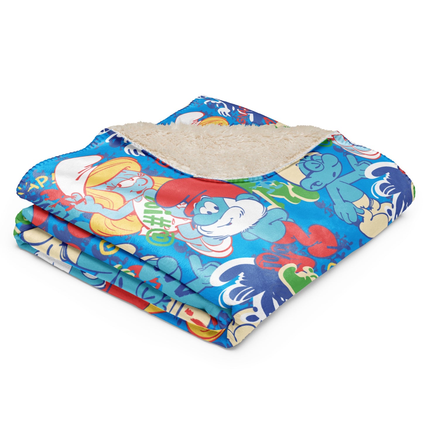 The Smurfs Collage Sherpa Blanket