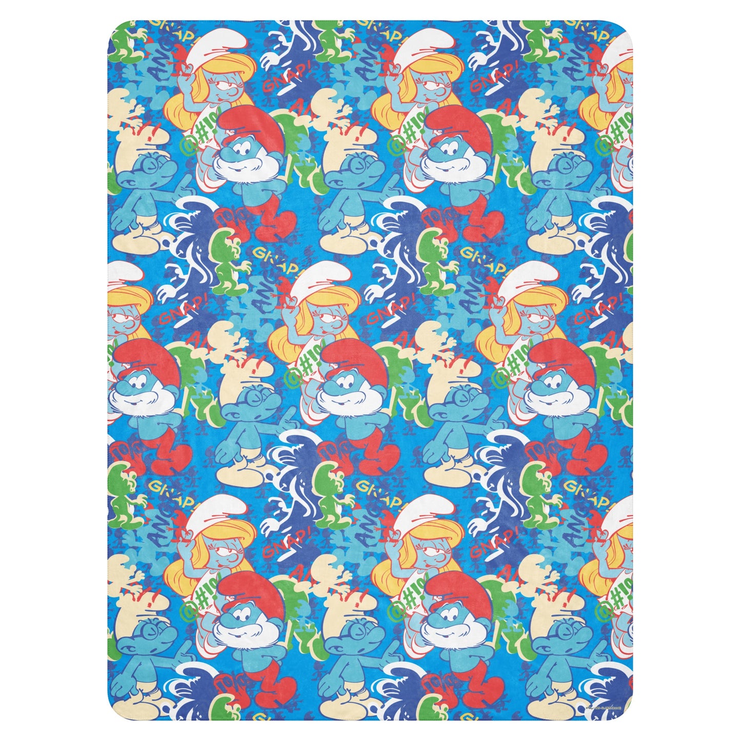 The Smurfs Collage Sherpa Blanket 60 in x 80 in