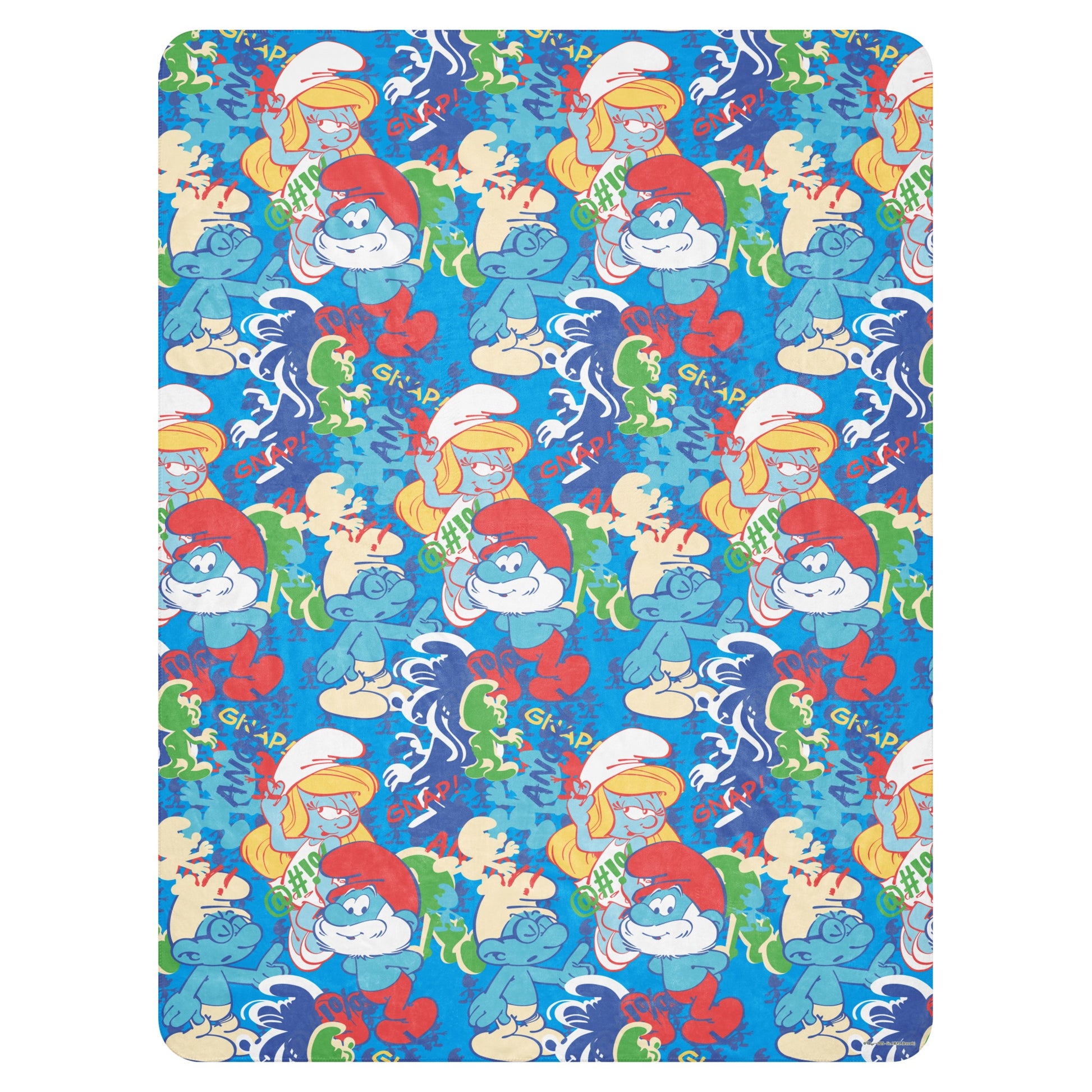 The Smurfs Collage Sherpa Blanket 60 in x 80 in