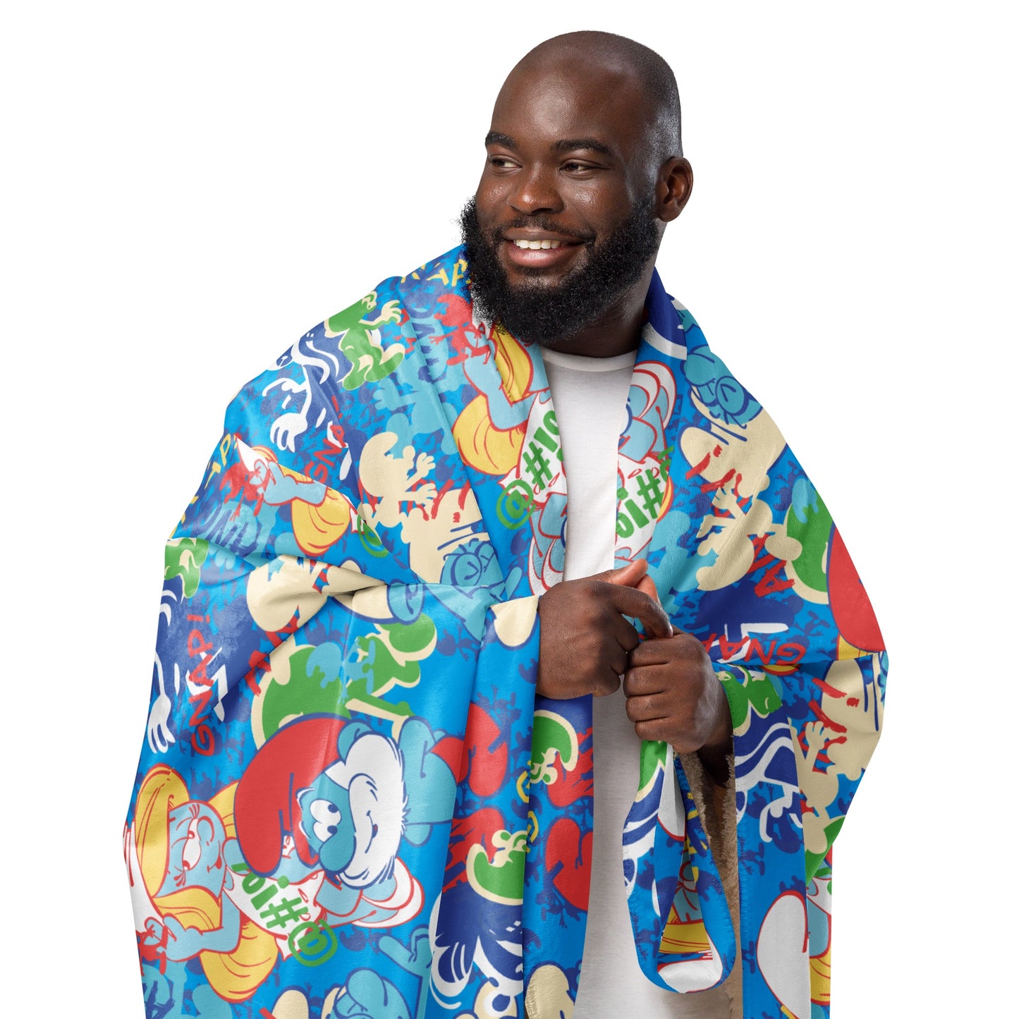 The Smurfs Collage Sherpa Blanket