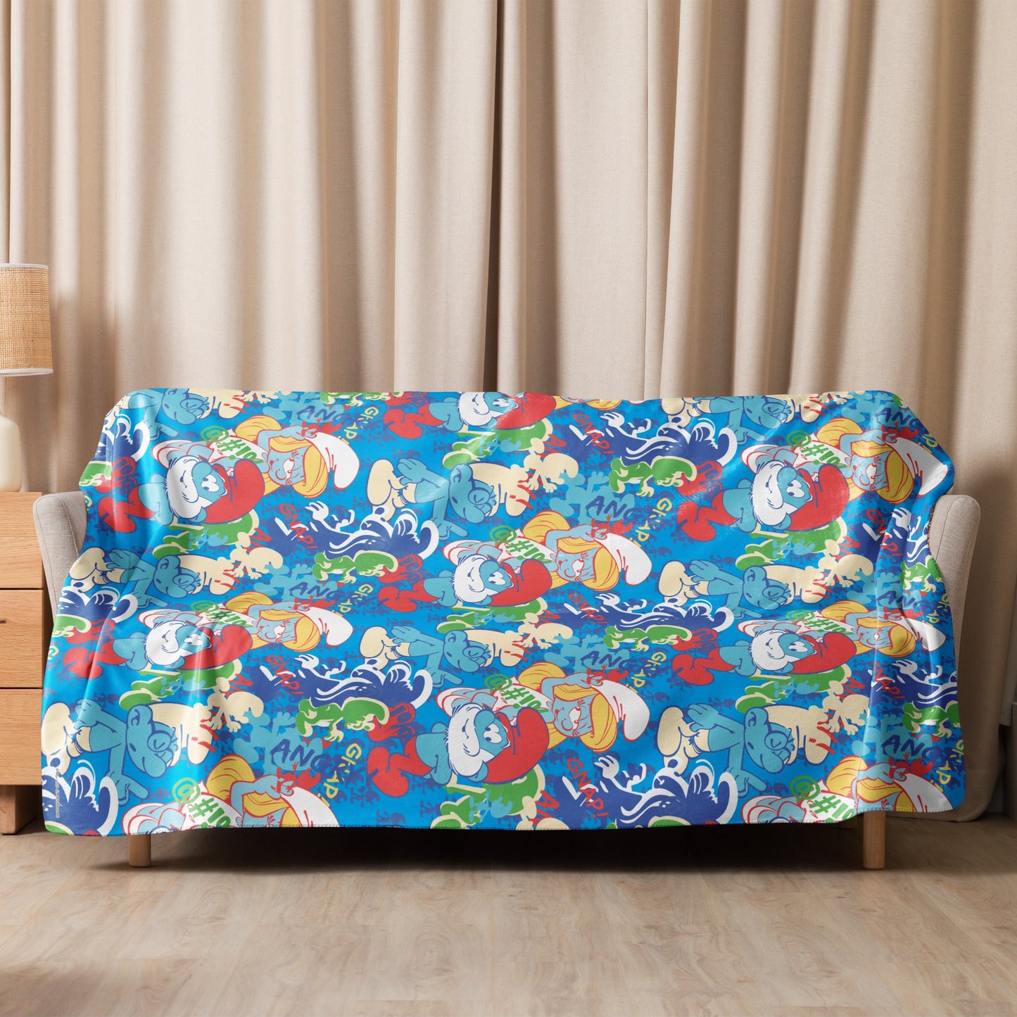 The Smurfs Collage Sherpa Blanket