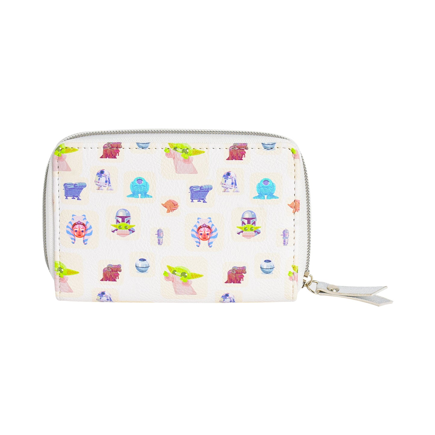 Star Wars Grogu pattern zip around wallet front view