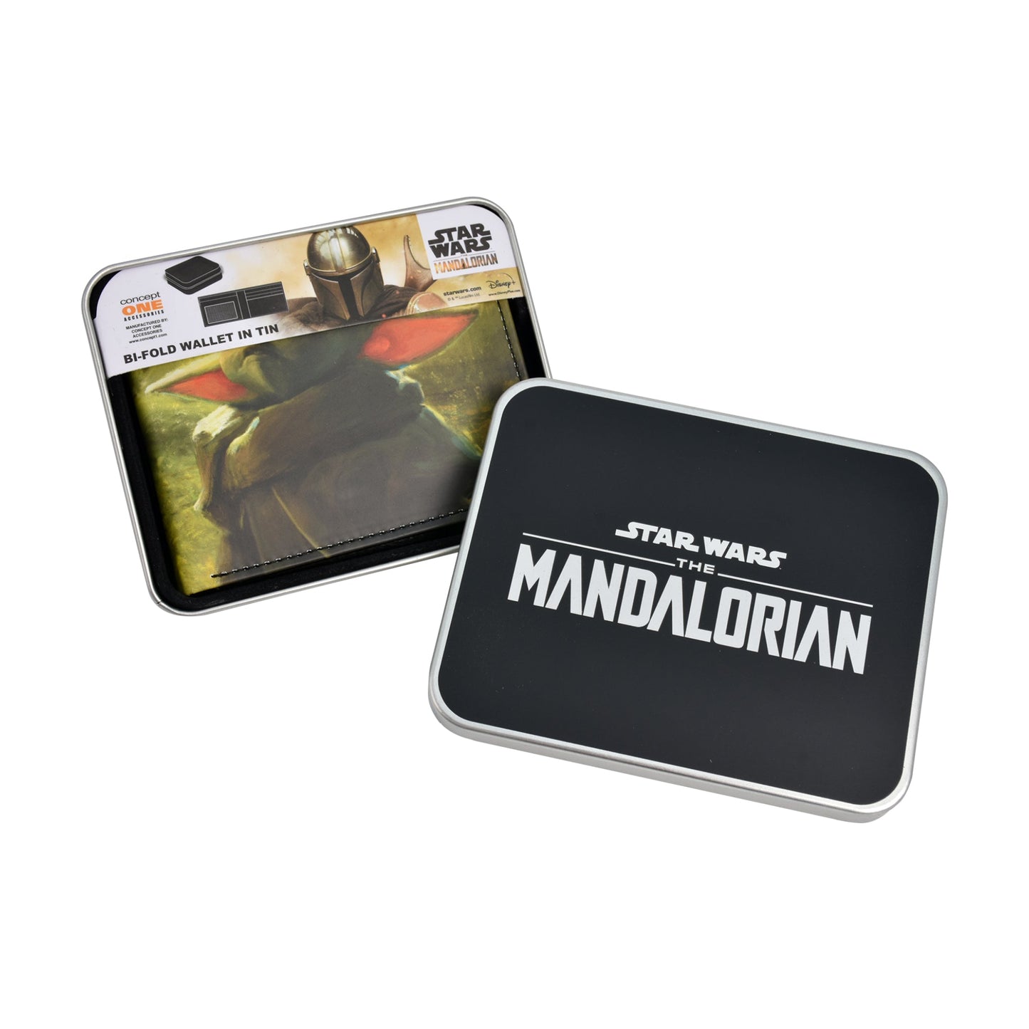 Decorative embossed tin case with Star Wars The Mandalorian logo