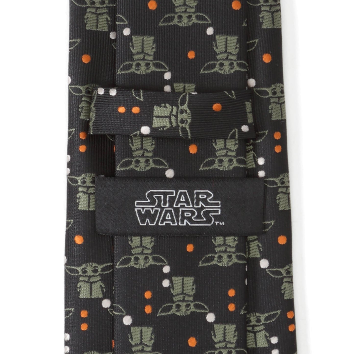 Professional Star Wars Grogu tie showing the knot and material texture