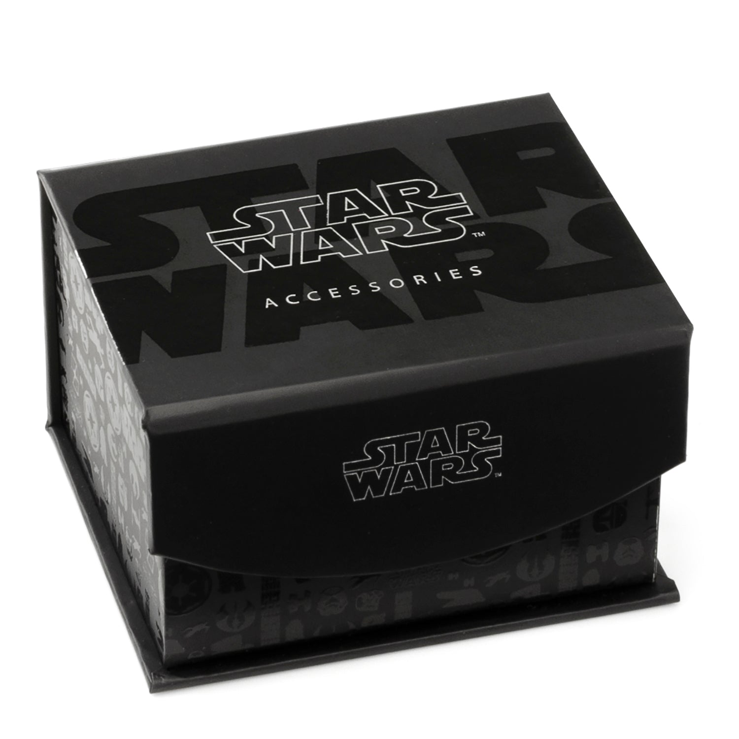 Angle view highlighting the 3D depth of the Mandalorian helmet design on the studs.